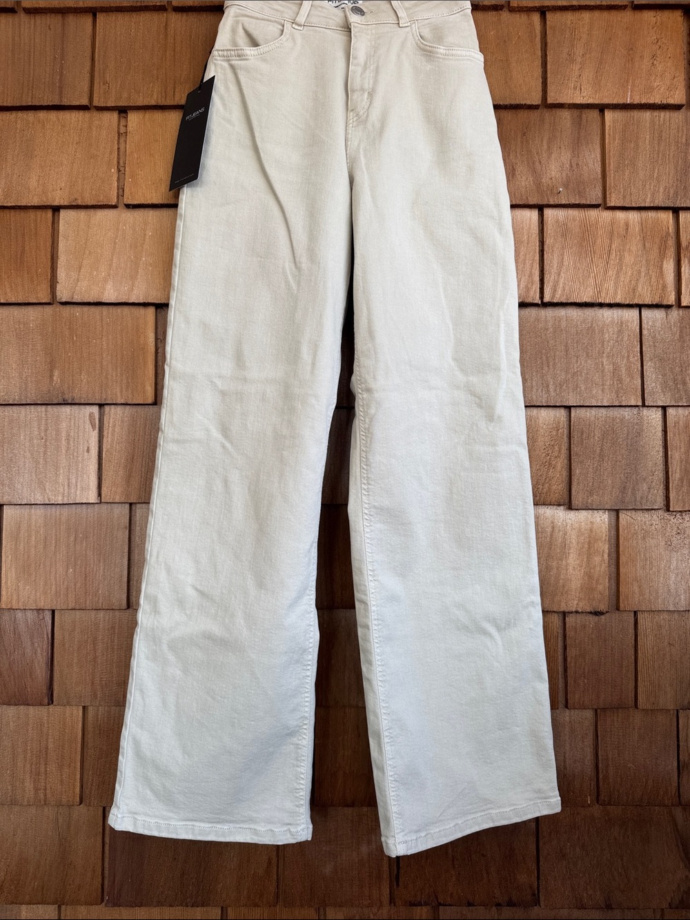 High-Rise Wide-Leg Jeans in Cream by - Picture 4 of 8